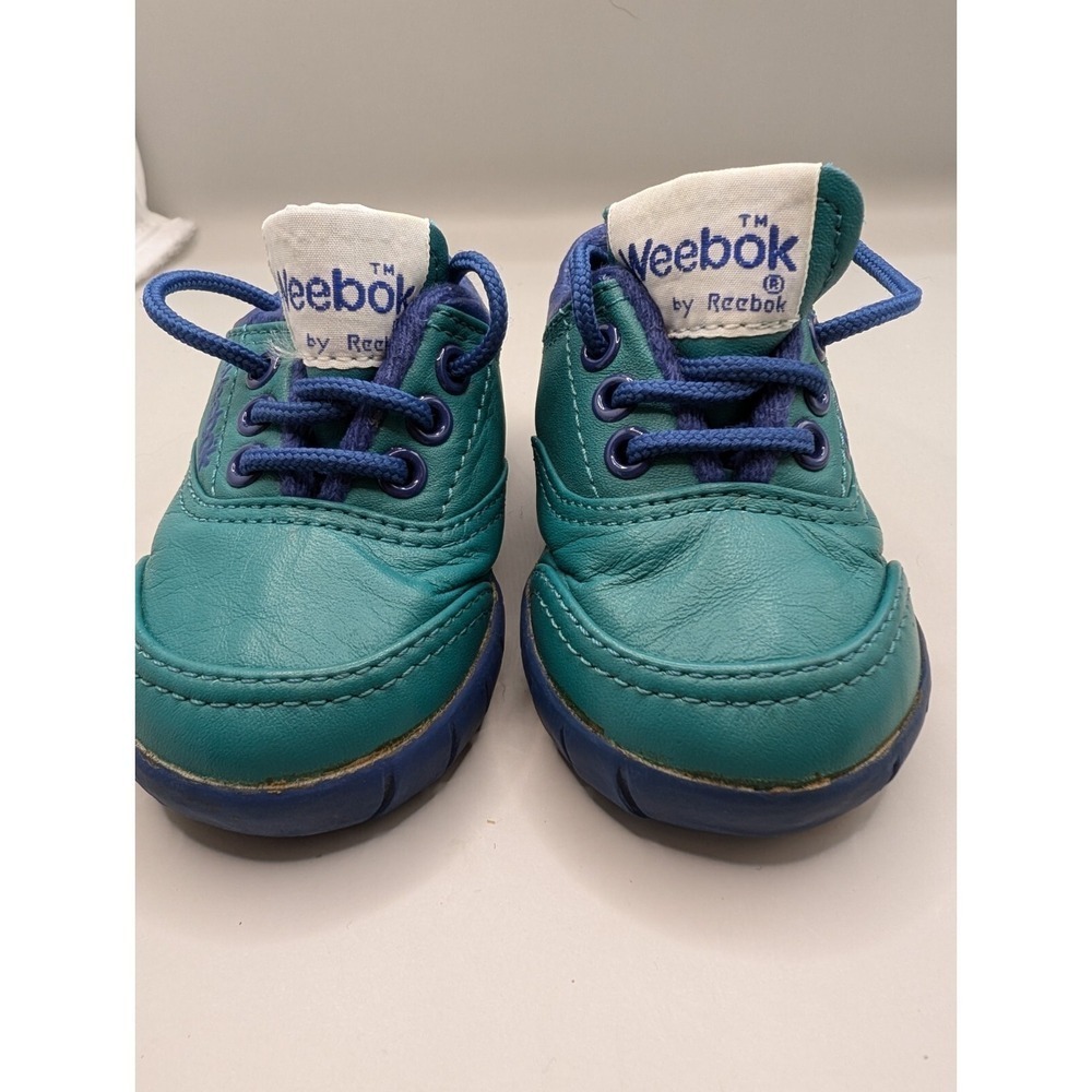 Weebok by Reebok Green Leather Baby Lace Up Shoes Toddler Size US 3